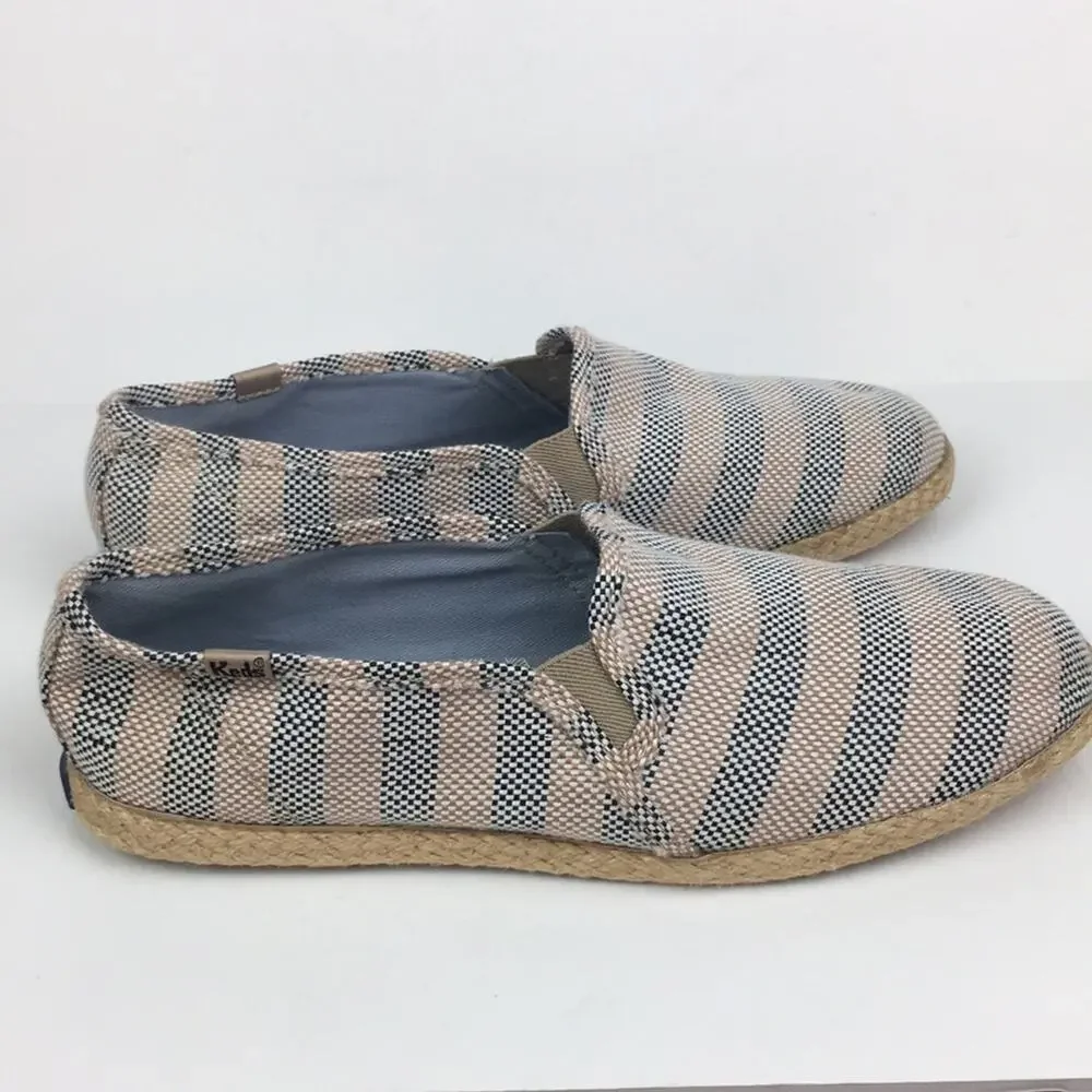 Keds Canvas Stripe Espadrille Slip On Flats Size 8.5